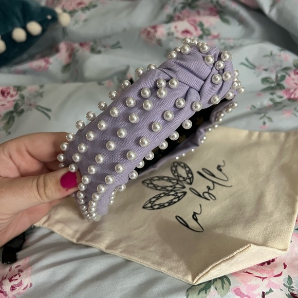 La Bella Light Purple Pearl Knotted Headband - Picture 6 of 11